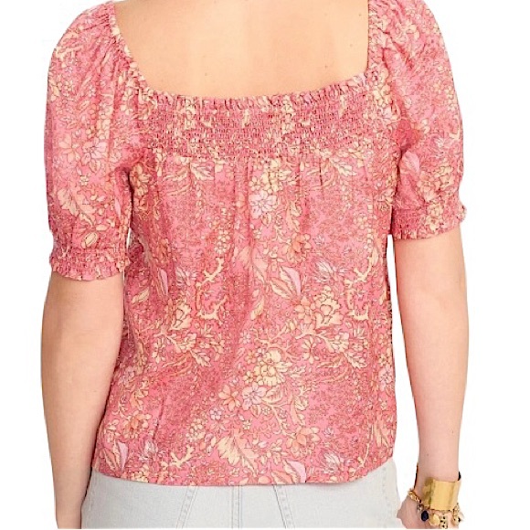J. Crew Squareneck Puff-sleeve Cotton Blend Voile Top XL puff-sleeve Pink Floral - Picture 13 of 13